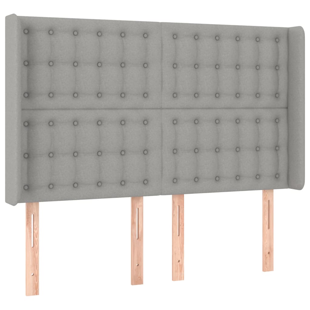 Hoofdbord Met Randen Stof 1 147 x 16 x 118/128 cm Lichtgrijs