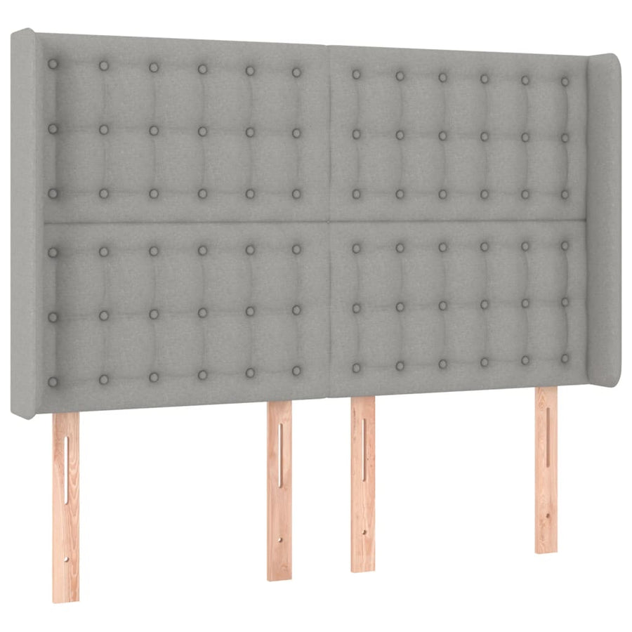 Hoofdbord Met Randen Stof 1 147 x 16 x 118/128 cm Lichtgrijs