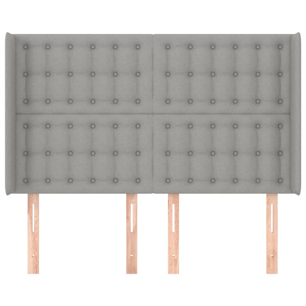 Hoofdbord Met Randen Stof 1 147 x 16 x 118/128 cm Lichtgrijs