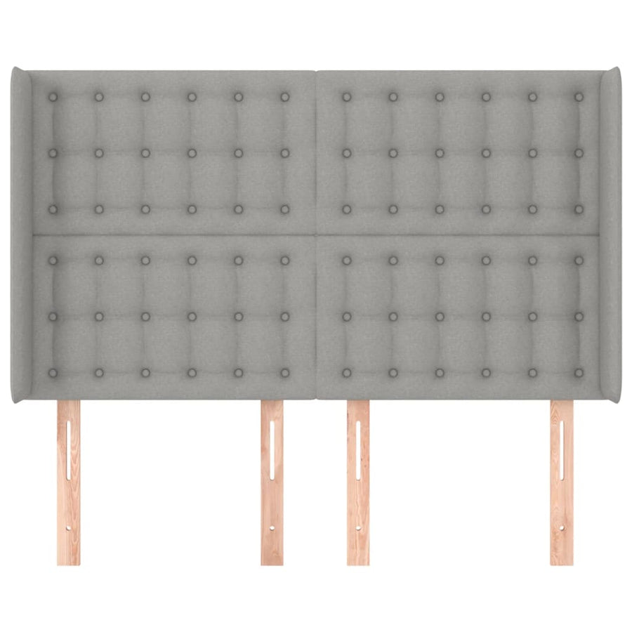 Hoofdbord Met Randen Stof 1 147 x 16 x 118/128 cm Lichtgrijs