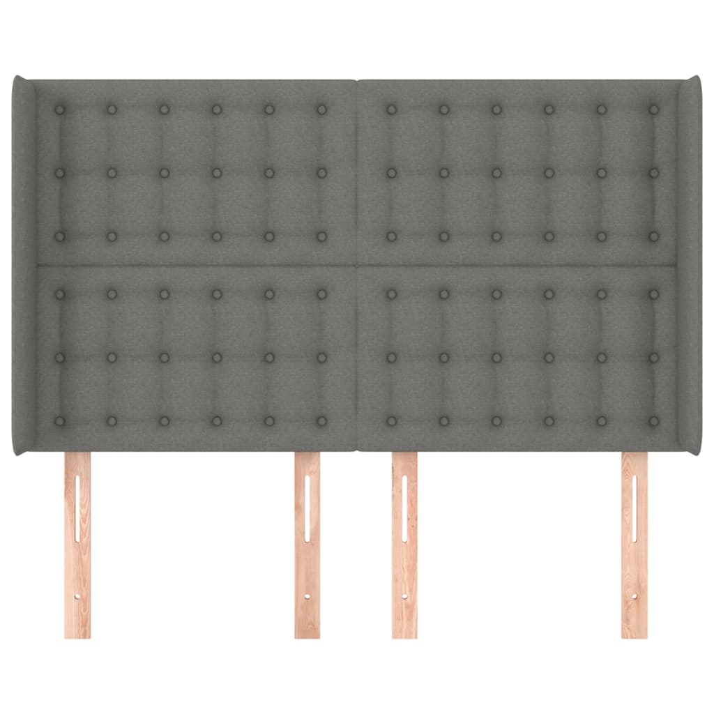 Hoofdbord Met Randen Stof 1 147 x 16 x 118/128 cm Donkergrijs