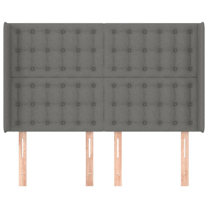 Hoofdbord Met Randen Stof 1 147 x 16 x 118/128 cm Donkergrijs