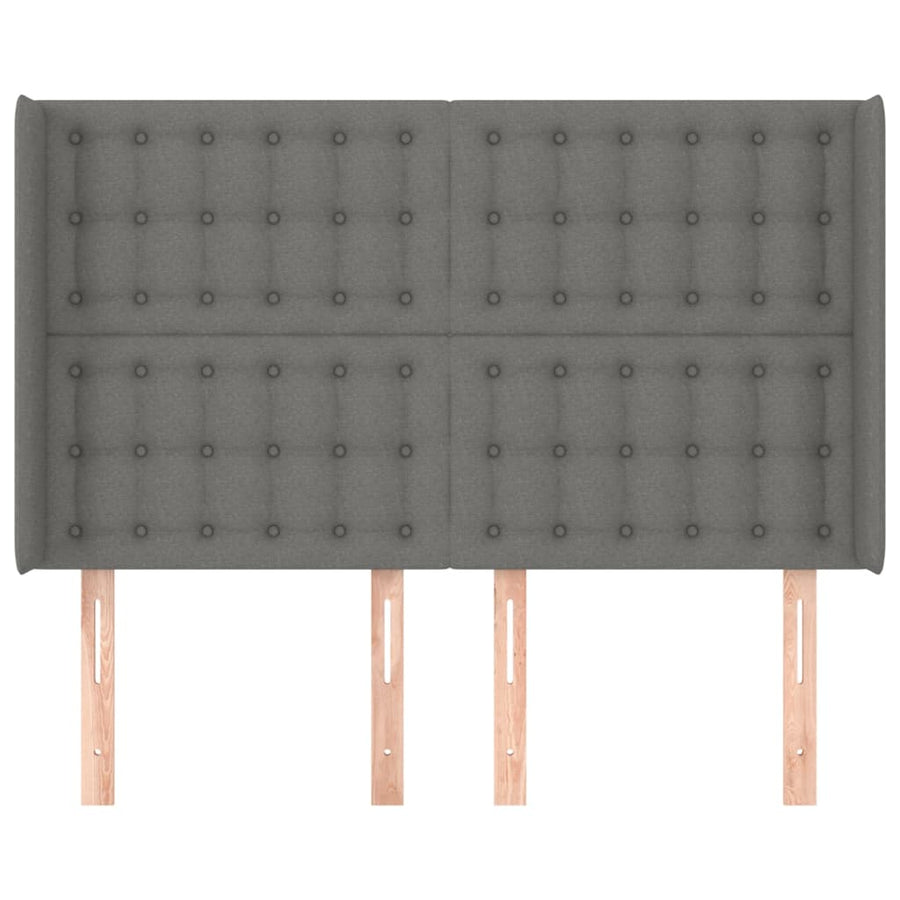 Hoofdbord Met Randen Stof 1 147 x 16 x 118/128 cm Donkergrijs