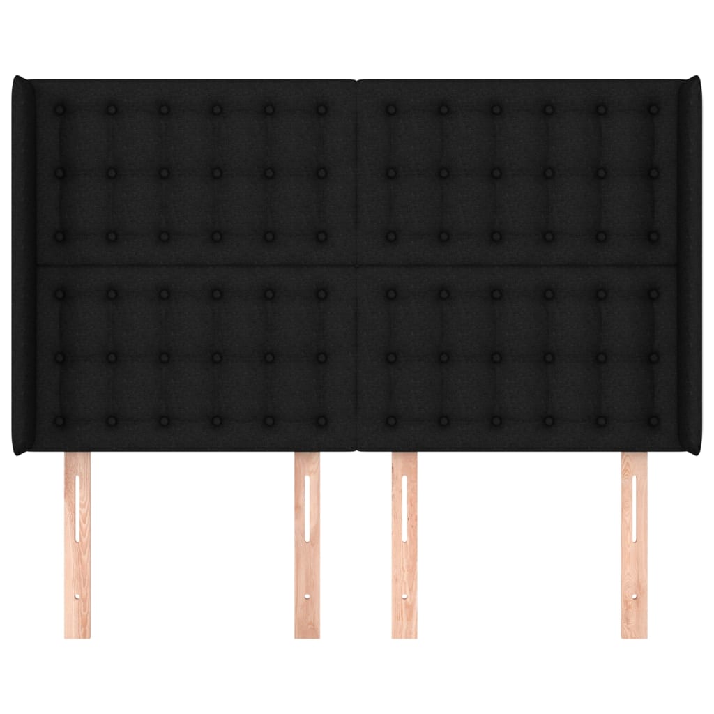 Hoofdbord Met Randen Stof 1 147 x 16 x 118/128 cm Zwart