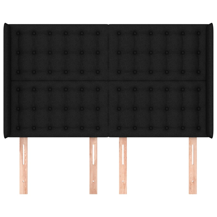 Hoofdbord Met Randen Stof 1 147 x 16 x 118/128 cm Zwart