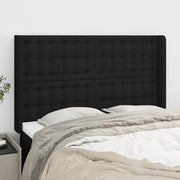 Hoofdbord stof 147x16x118/128 cm zwart