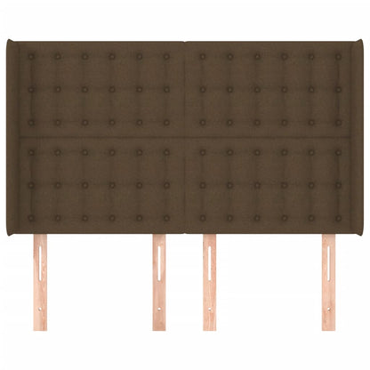 Hoofdbord Met Randen Stof 147 x 16 x 118/128 cm Donkerbruin