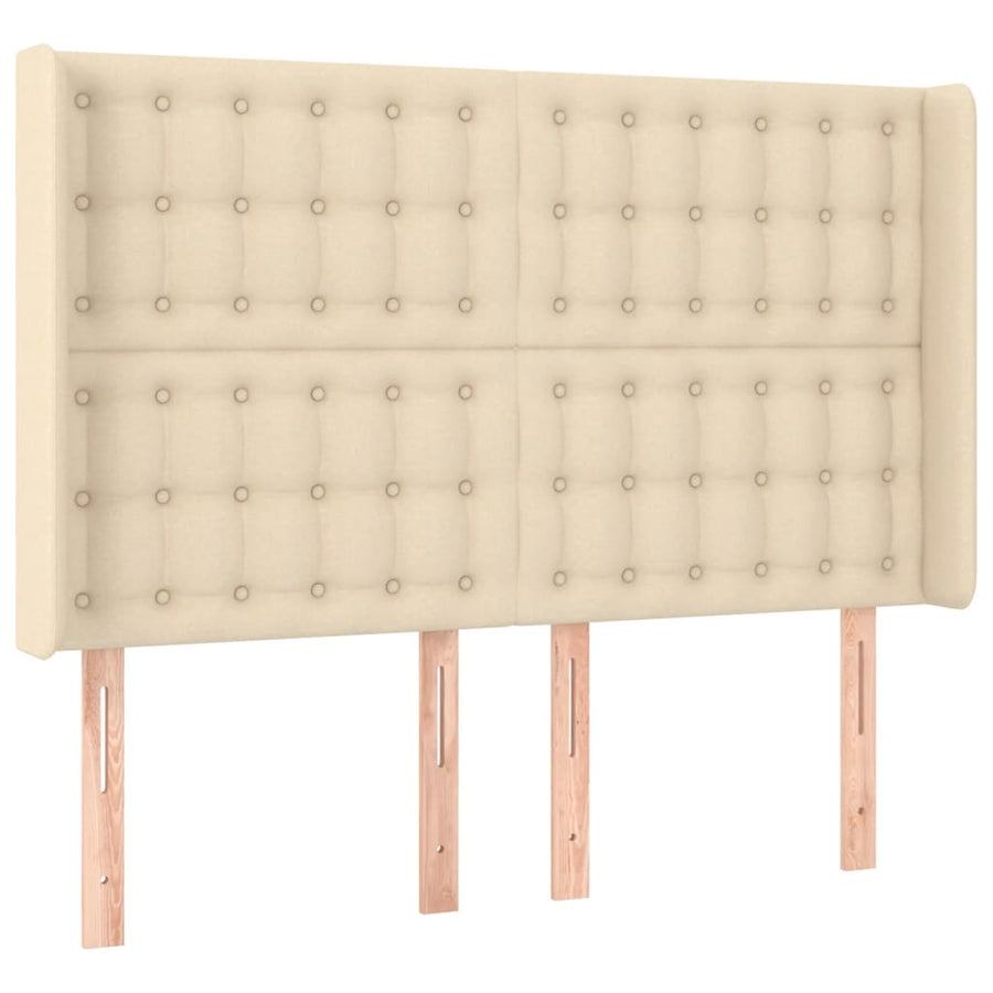 Hoofdbord Met Randen Stof Kleurig 147 x 16 x 118/128 cm Crème