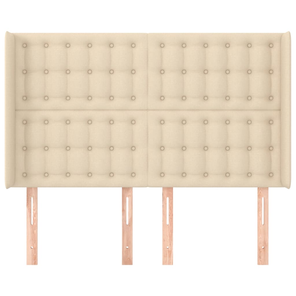 Hoofdbord Met Randen Stof Kleurig 147 x 16 x 118/128 cm Crème