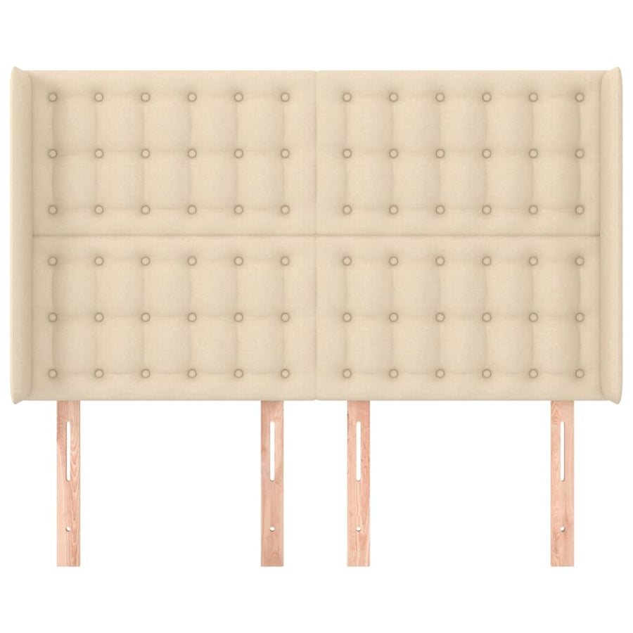 Hoofdbord Met Randen Stof Kleurig 147 x 16 x 118/128 cm Crème