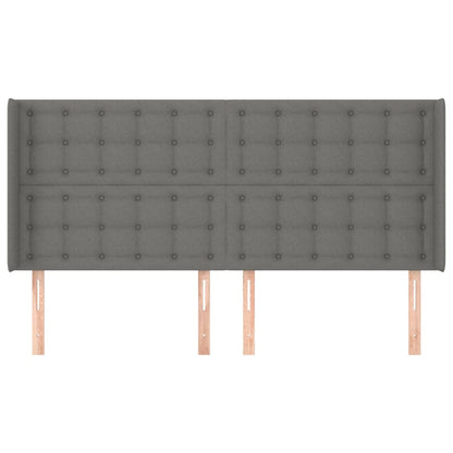 Hoofdbord Met Randen Stof 1 163 x 16 x 118/128 cm Donkergrijs