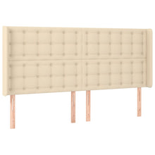 Hoofdbord Met Randen 163X16X118/128 Cm Stof Crèmekleurig 163 x 16 x 118/128 cm