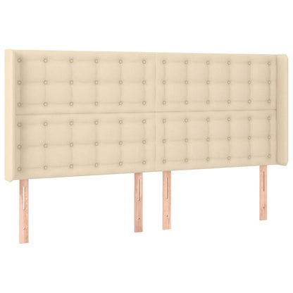 Hoofdbord Met Randen 163X16X118/128 Cm Stof Crèmekleurig 163 x 16 x 118/128 cm