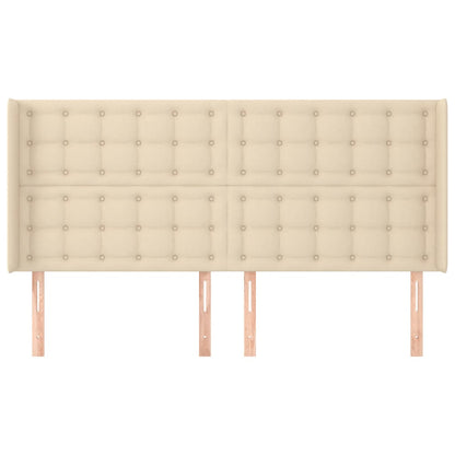 Hoofdbord Met Randen 163X16X118/128 Cm Stof Crèmekleurig 163 x 16 x 118/128 cm