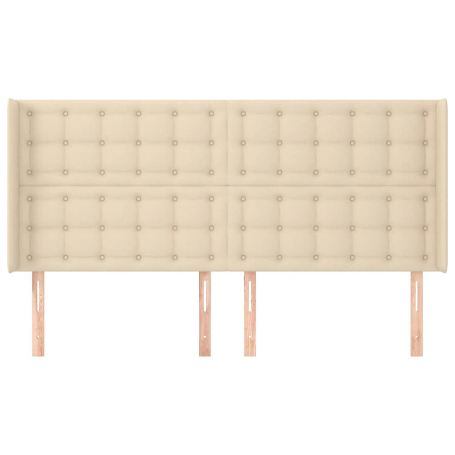Hoofdbord Met Randen 163X16X118/128 Cm Stof Crèmekleurig 163 x 16 x 118/128 cm