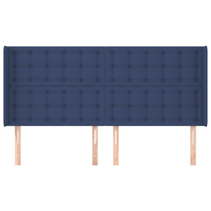 Hoofdbord Met Randen Stof 163 x 16 x 118/128 cm Blauw