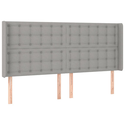 Hoofdbord Met Randen 183X16X118/128 Cm Stof Lichtgrijs 183 x 16 x 118/128 cm