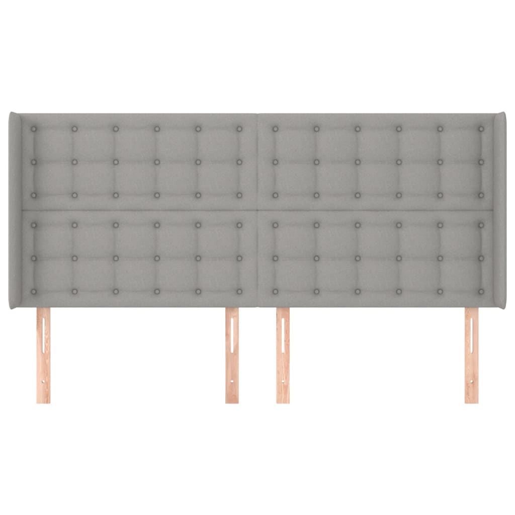 Hoofdbord Met Randen 183X16X118/128 Cm Stof Lichtgrijs 183 x 16 x 118/128 cm