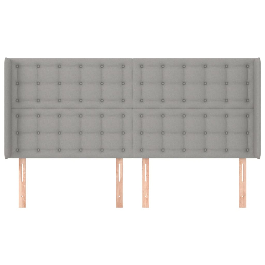 Hoofdbord Met Randen 183X16X118/128 Cm Stof Lichtgrijs 183 x 16 x 118/128 cm