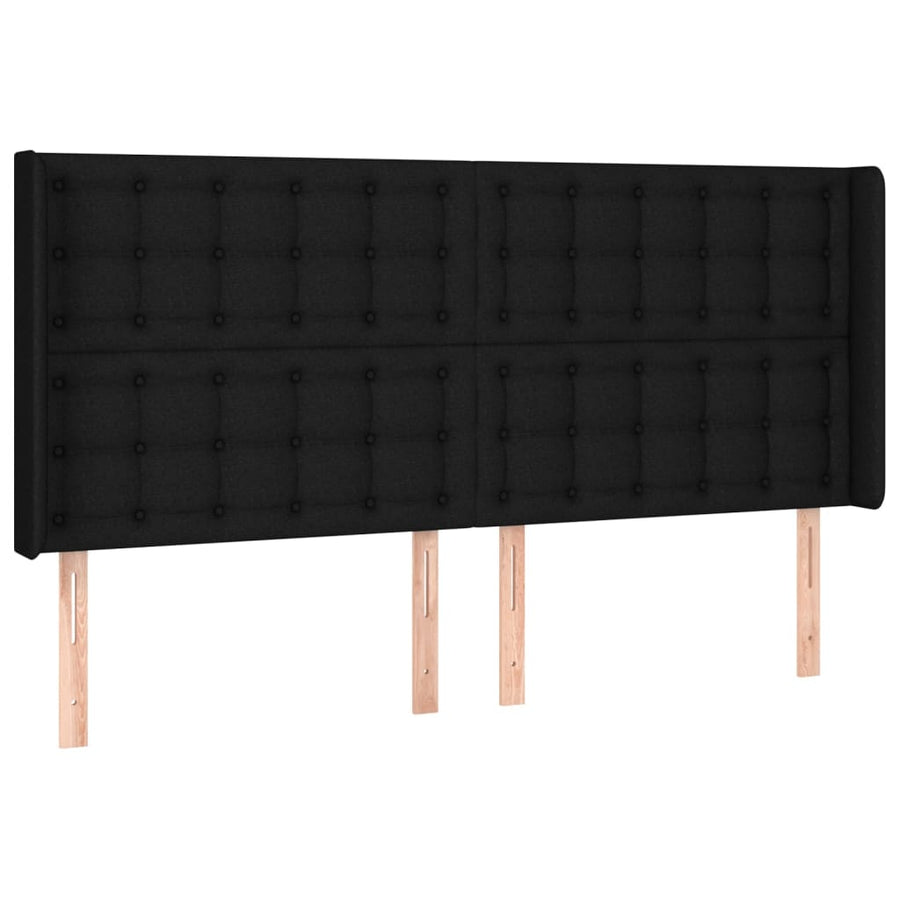 Hoofdbord Met Randen Stof 1 183 x 16 x 118/128 cm Zwart