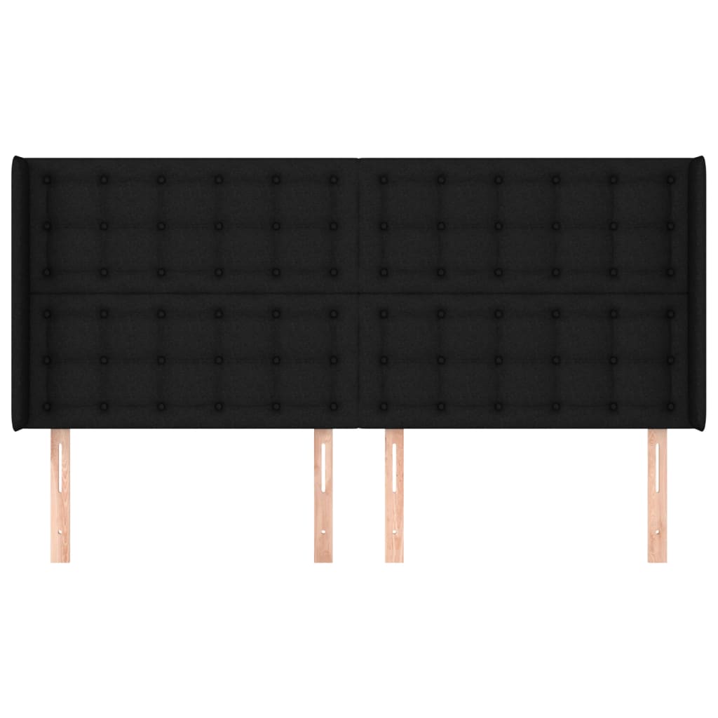 Hoofdbord Met Randen Stof 1 183 x 16 x 118/128 cm Zwart