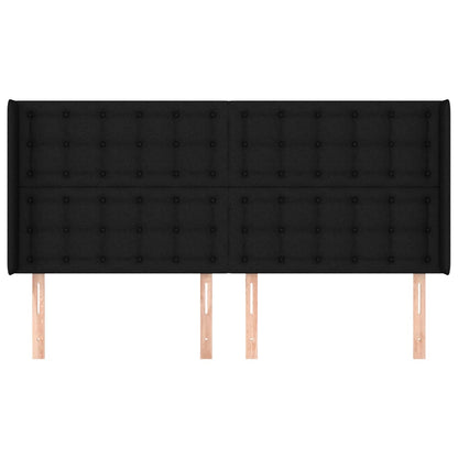 Hoofdbord Met Randen Stof 1 183 x 16 x 118/128 cm Zwart