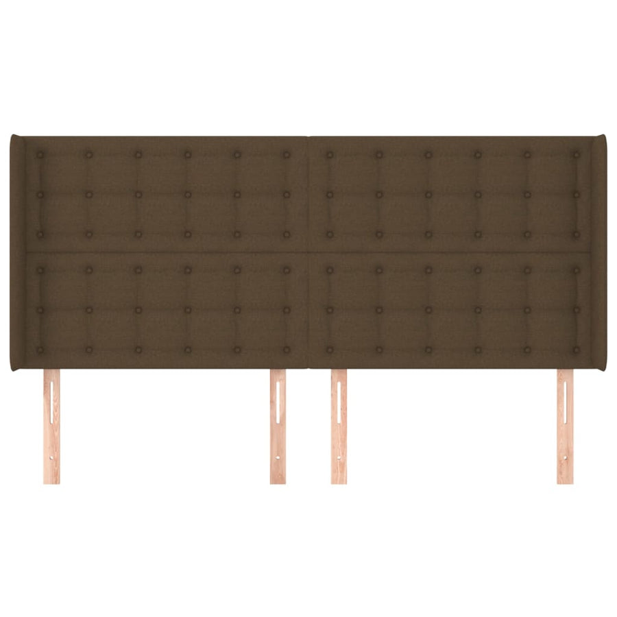 Hoofdbord Met Randen Stof 183 x 16 x 118/128 cm Donkerbruin