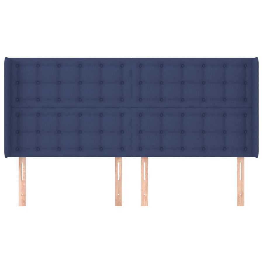 Hoofdbord met randen 183x16x118/128 cm stof blauw