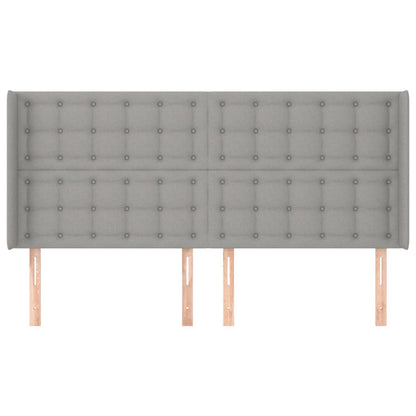 Hoofdbord Met Randen Stof 203 x 16 x 118/128 cm Lichtgrijs