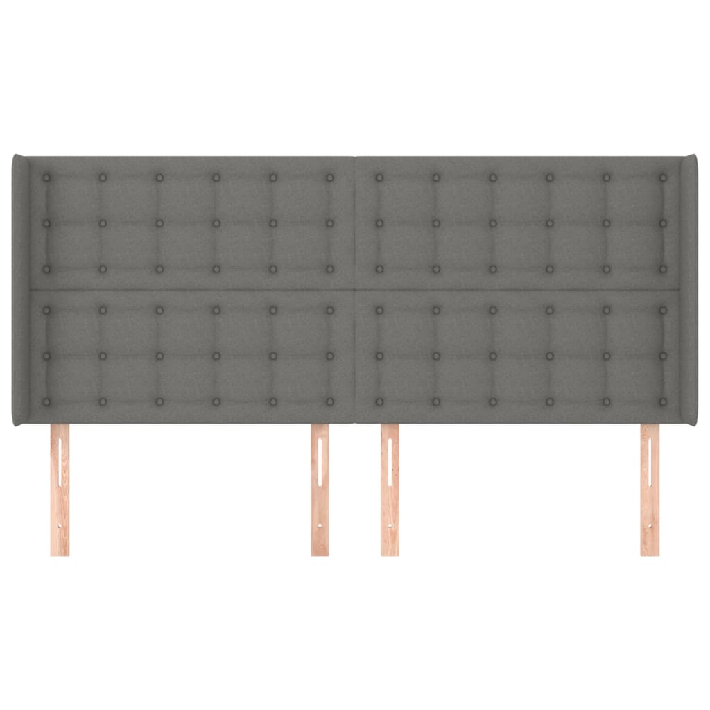 Hoofdbord Met Randen Stof 203 x 16 x 118/128 cm Donkergrijs