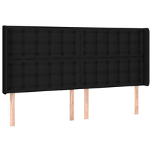 Hoofdbord Met Randen Stof 203 x 16 x 118/128 cm Zwart