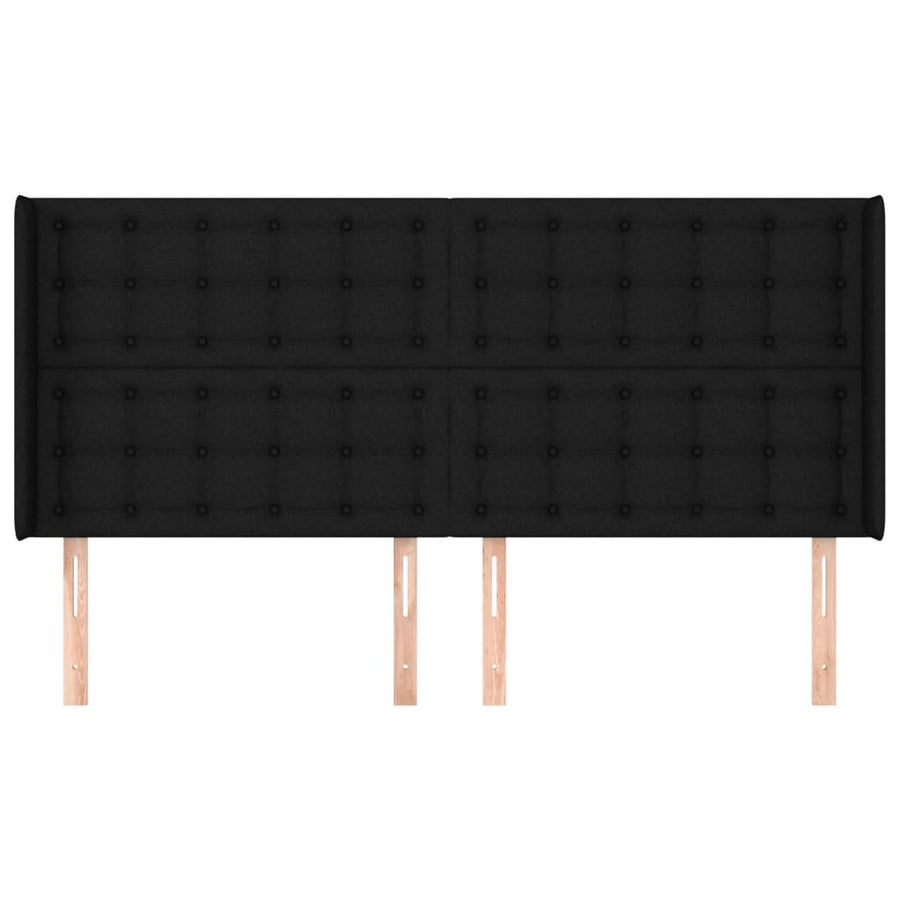 Hoofdbord Met Randen Stof 203 x 16 x 118/128 cm Zwart