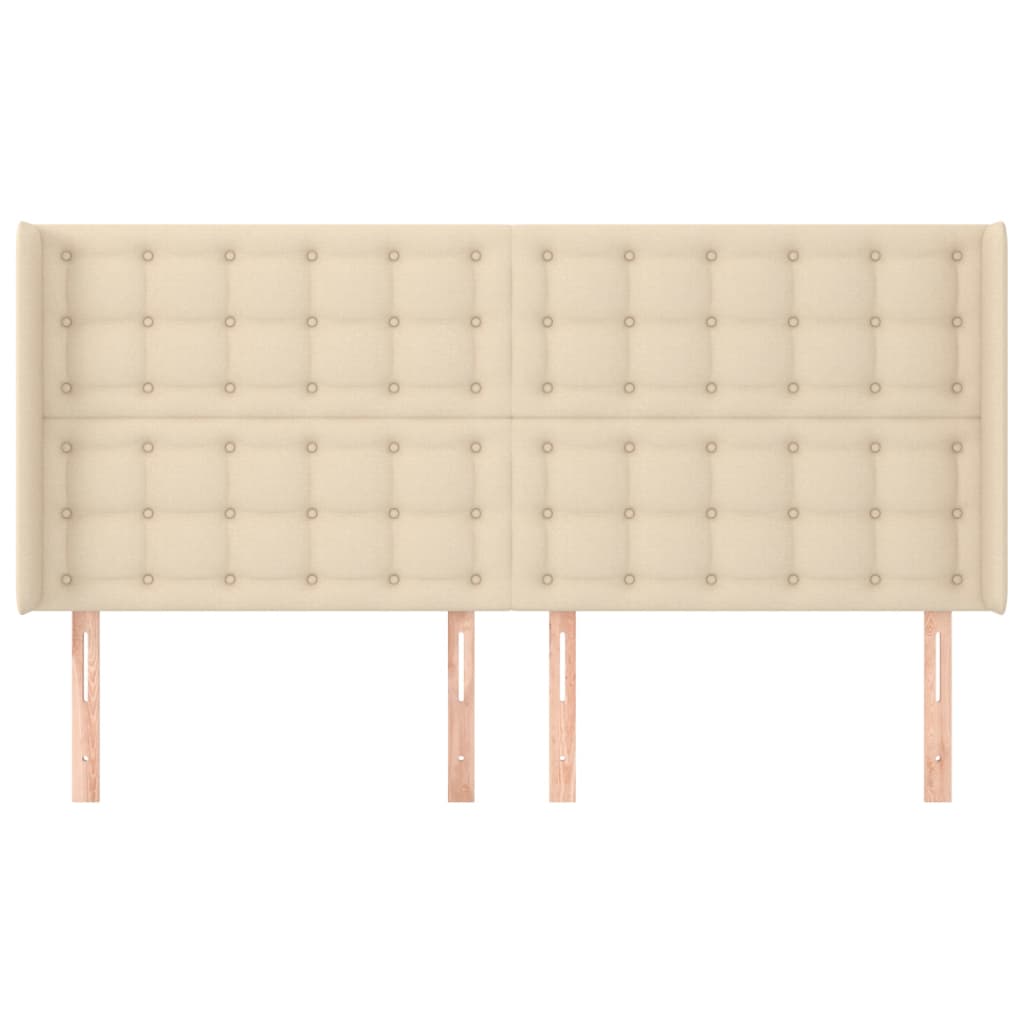 Hoofdbord Met Randen Stof Kleurig 1 203 x 16 x 118/128 cm Crème