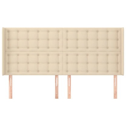 Hoofdbord Met Randen Stof Kleurig 1 203 x 16 x 118/128 cm Crème
