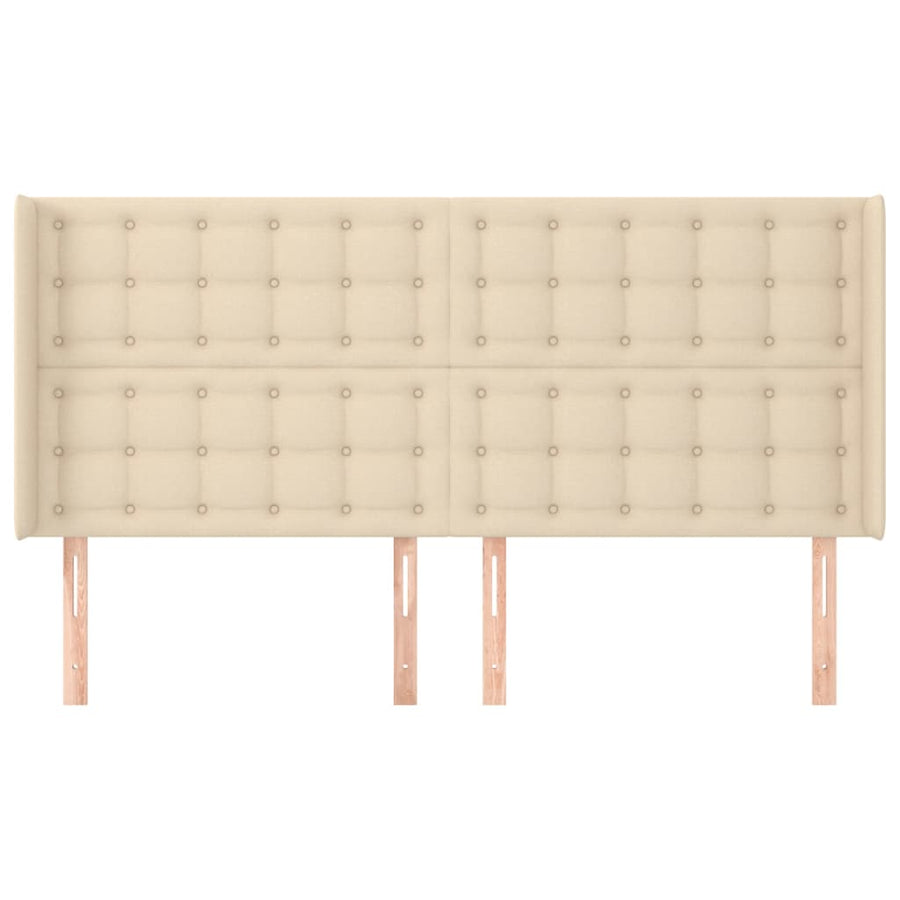 Hoofdbord Met Randen Stof Kleurig 1 203 x 16 x 118/128 cm Crème