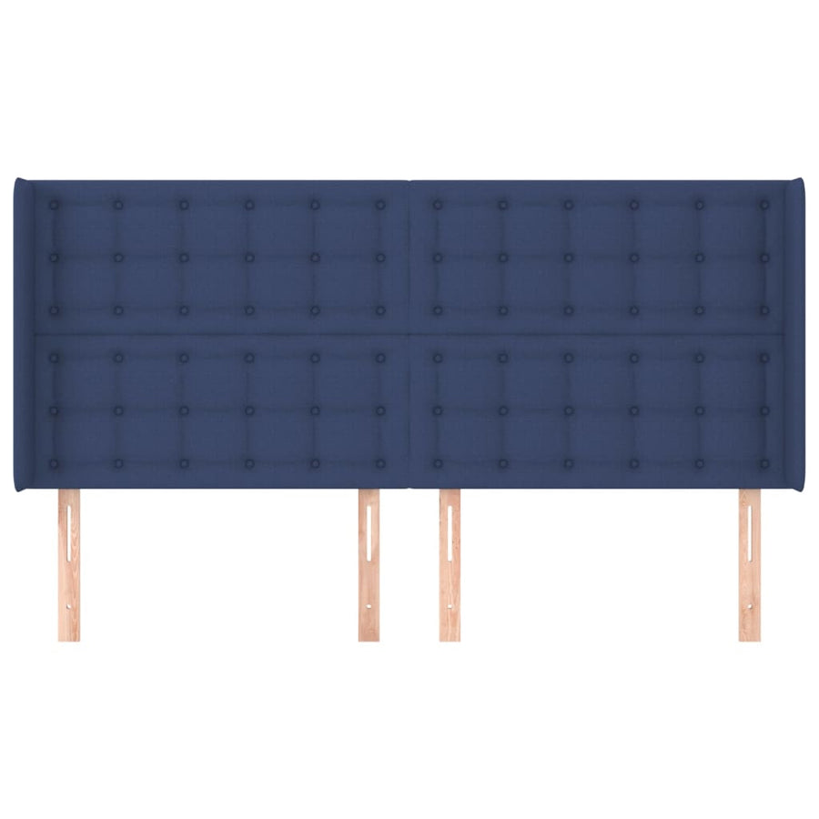 Hoofdbord Met Randen Stof 203 x 16 x 118/128 cm Blauw