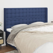 Hoofdbord stof 203x16x118/128 cm blauw