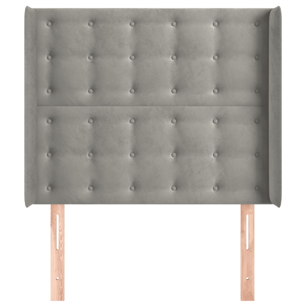 Hoofdbord Met Randen Fluweel 83 x 16 x 118/128 cm Lichtgrijs