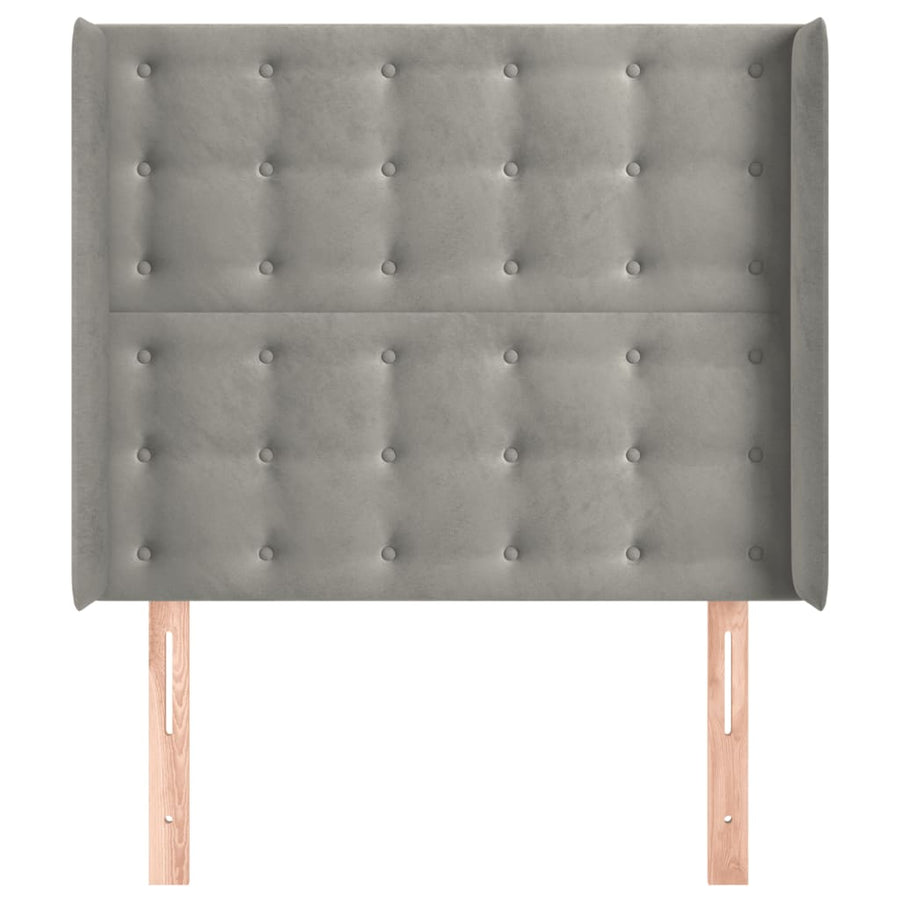 Hoofdbord Met Randen Fluweel 83 x 16 x 118/128 cm Lichtgrijs