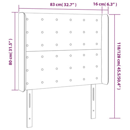 Hoofdbord Met Randen Fluweel 83 x 16 x 118/128 cm Lichtgrijs