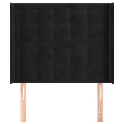Hoofdbord Met Randen Fluweel 83 x 16 x 118/128 cm Zwart