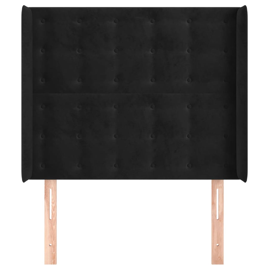 Hoofdbord Met Randen Fluweel 83 x 16 x 118/128 cm Zwart