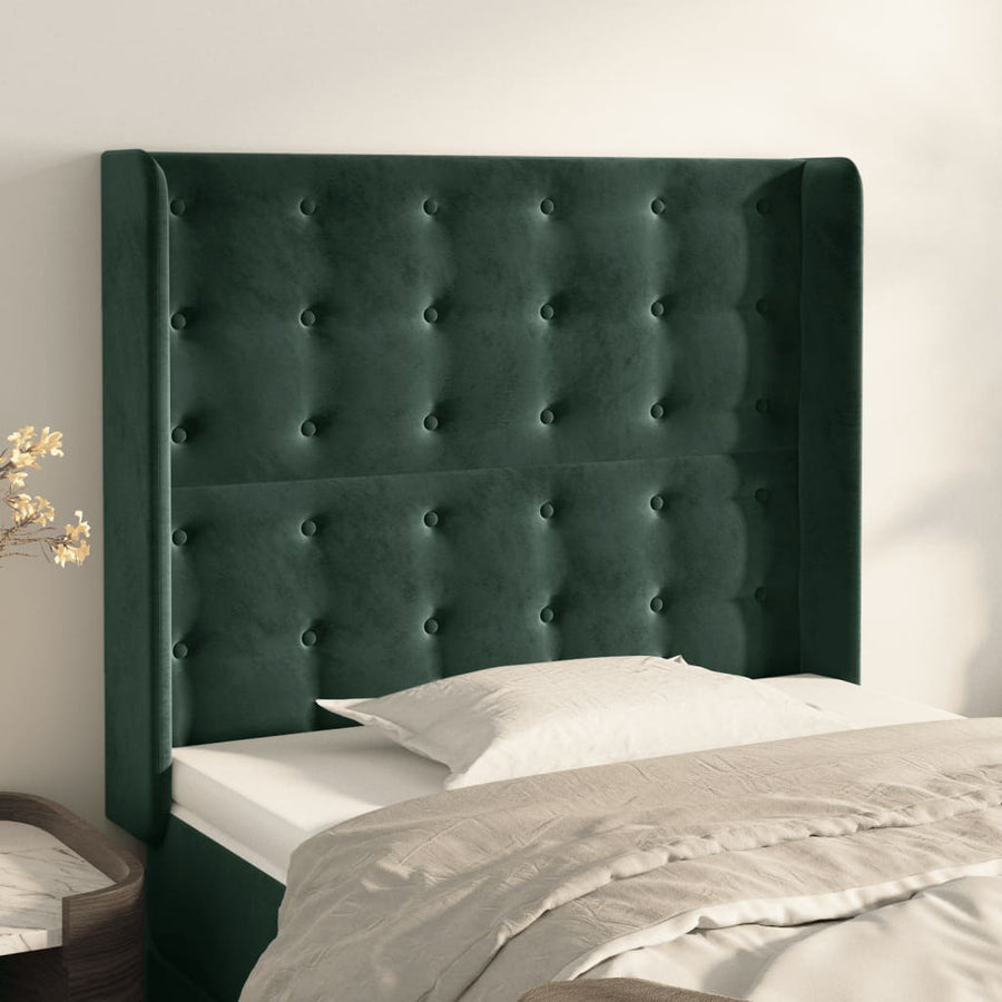 Hoofdbord Met Randen Fluweel Groen 83 x 16 x 118/128 cm