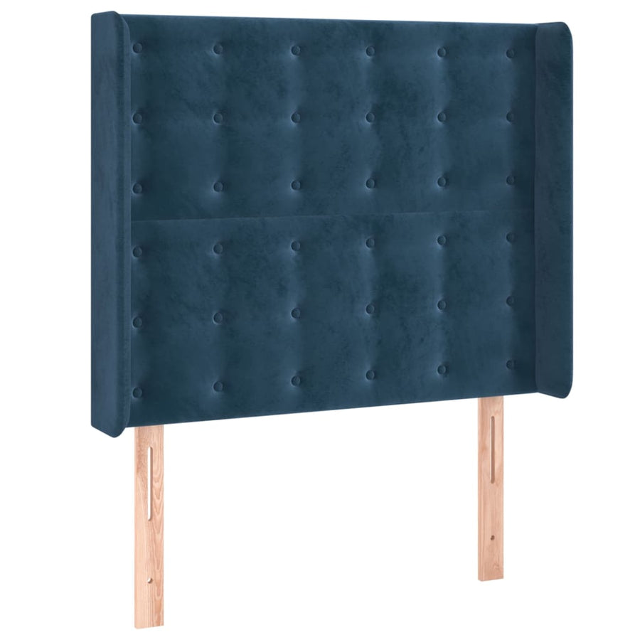 Hoofdbord Met Randen Fluweel Blauw 83 x 16 x 118/128 cm