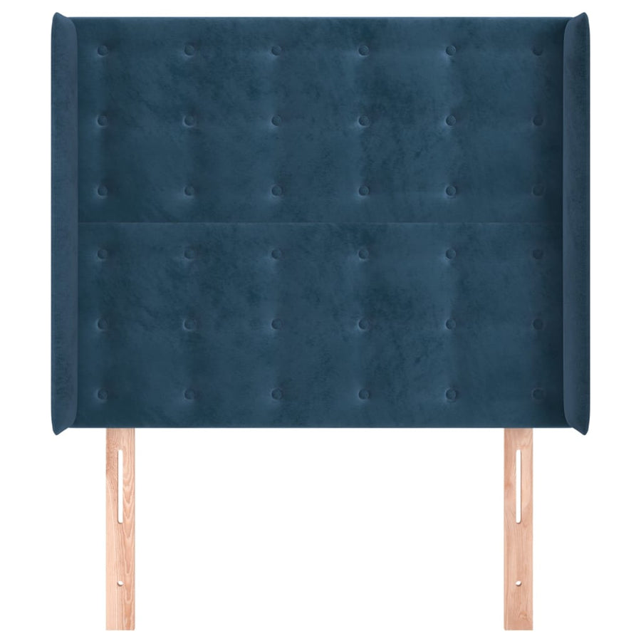 Hoofdbord Met Randen Fluweel Blauw 83 x 16 x 118/128 cm