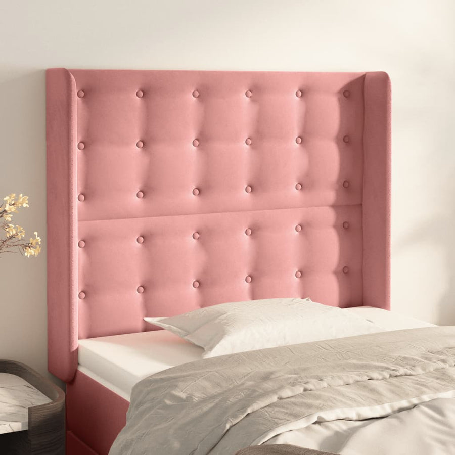Hoofdbord Met Randen Fluweel 83 x 16 x 118/128 cm Roze