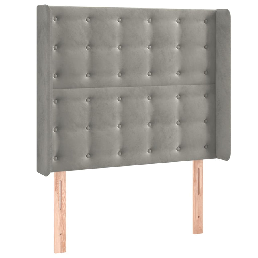 Hoofdbord Met Randen Fluweel 1 93 x 16 x 118/128 cm Lichtgrijs