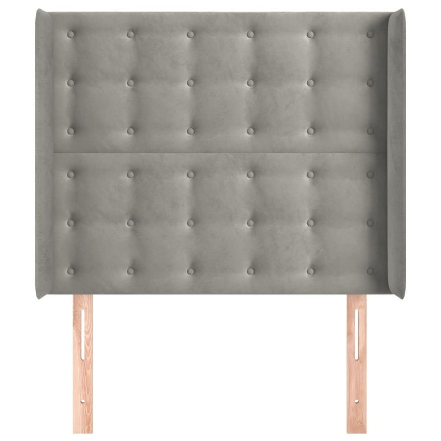 Hoofdbord Met Randen Fluweel 1 93 x 16 x 118/128 cm Lichtgrijs