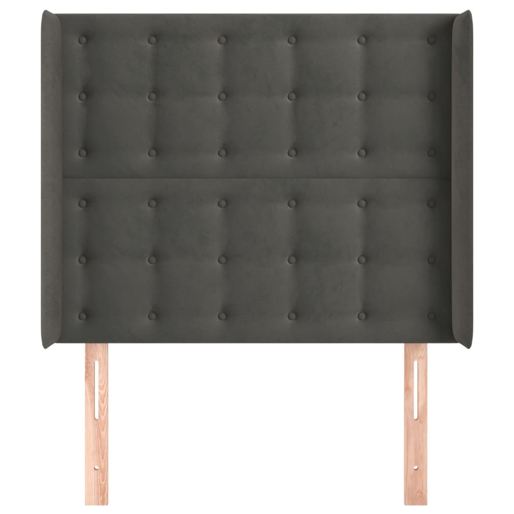 Hoofdbord Met Randen Fluweel 93 x 16 x 118/128 cm Donkergrijs