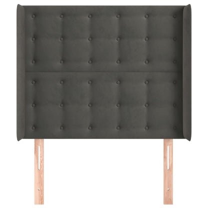 Hoofdbord Met Randen Fluweel 93 x 16 x 118/128 cm Donkergrijs